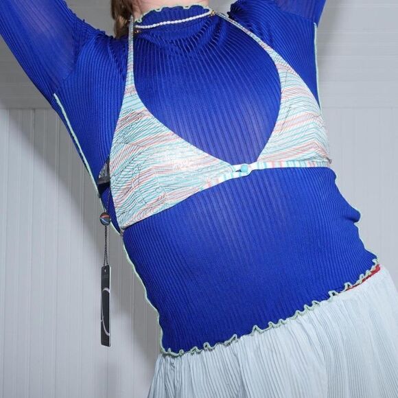 NWT‎ Custo Barcelona sparkly mini bikini top - Picture 1 of 8